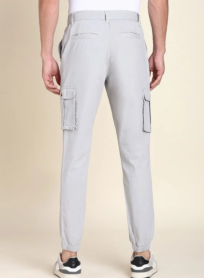 دينيس لينغو Solid Casual Trouser with Cargo Pocket by Styli