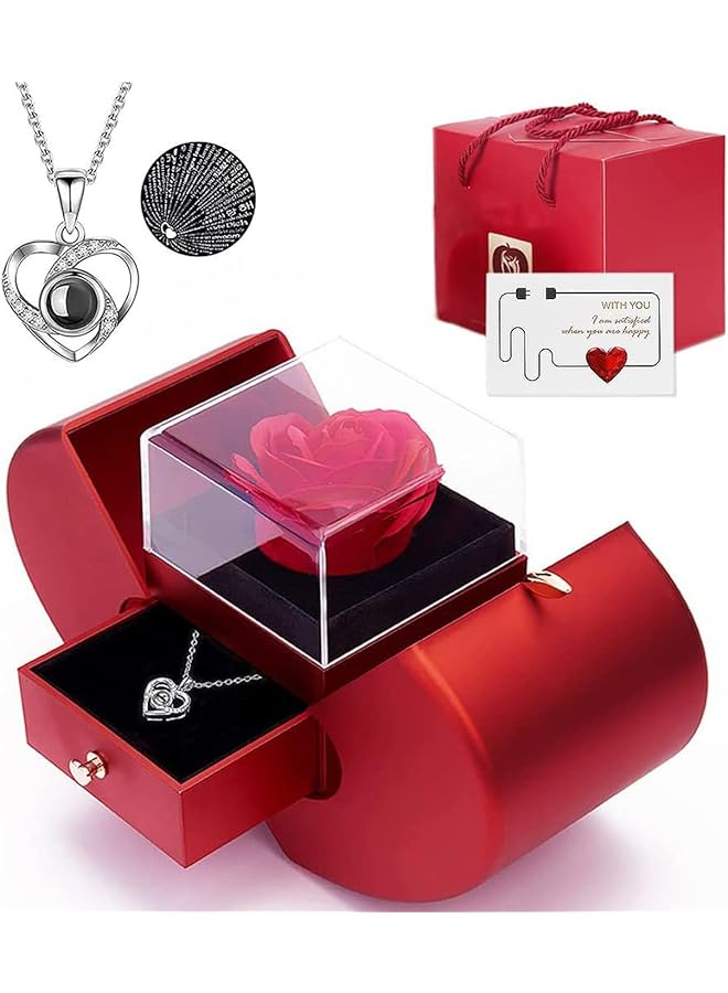 erorex Preserved Rose, Eternal Flowers Rose with Necklace, Valentine's Day Gifts, Rose for Women, Gifts for Her on Birthday, Anniversary, Valentine's Day, Mother's Day, Christmas  - Image 1
