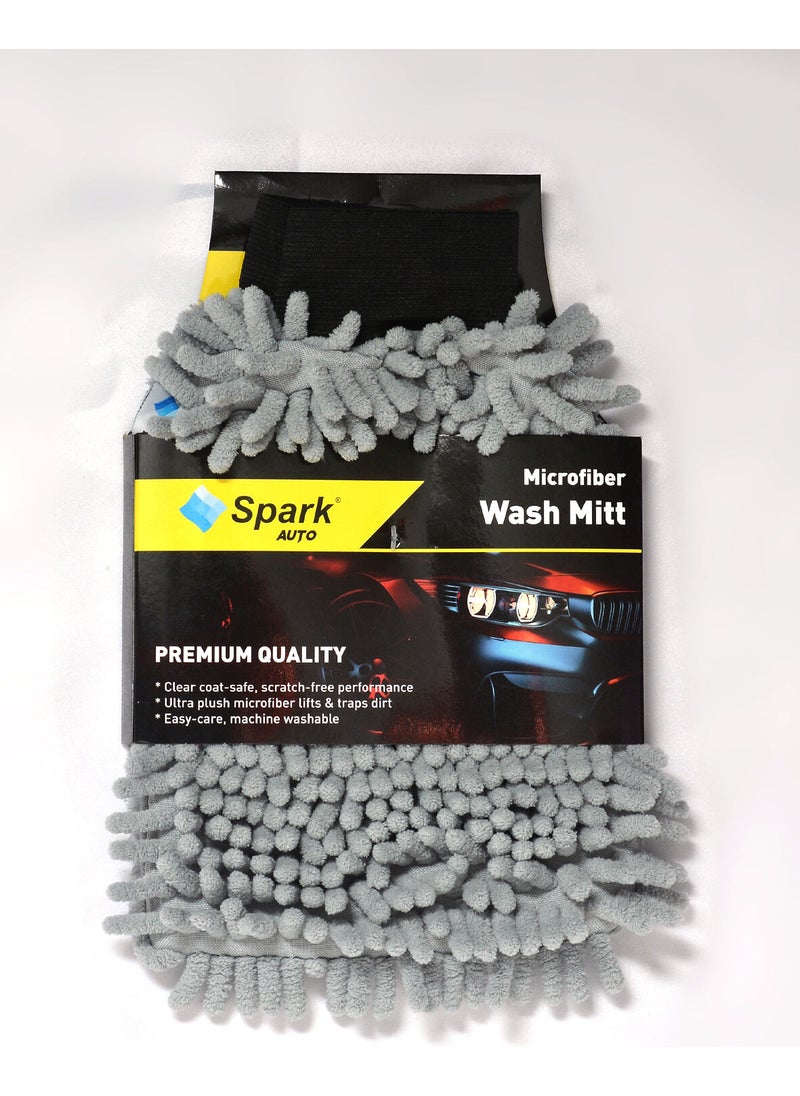 Spark - (12 Pieces) 7050 Microfiber Chenille Car Cleaning and Drying Gloves 16X24 Cm. Grey - Image 1
