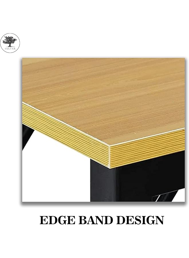 الكبريت طاولة قابلة للطي متعددة الوظائف مع أرجل قابلة للتعديل الارتفاع للكمبيوتر والتخييم والحديقة والنزهات والقهوة والشواء ومكتب خشبي قابل للطي 100×50×75 سم - Image 5