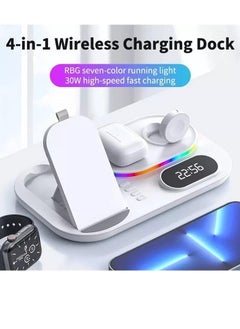 Beauenty Wireless Charging Station 4-in-1 For Apple Watch, AirPods, iPhone, Digital Clock, Nightstand Mode for iWatch All Series, iPhone 13/12/11/ Pro Max, Samsung All Supportive models  - Image 2
