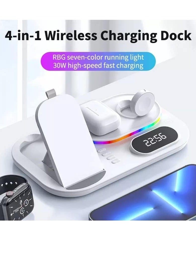 Beauenty - Wireless Charging Station 4-in-1 For Apple Watch, AirPods, iPhone, Digital Clock, Nightstand Mode for iWatch All Series, iPhone 13/12/11/ Pro Max, Samsung All Supportive models - Image 1