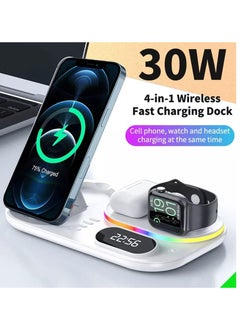 Beauenty Wireless Charging Station 4-in-1 For Apple Watch, AirPods, iPhone, Digital Clock, Nightstand Mode for iWatch All Series, iPhone 13/12/11/ Pro Max, Samsung All Supportive models  - Image 3