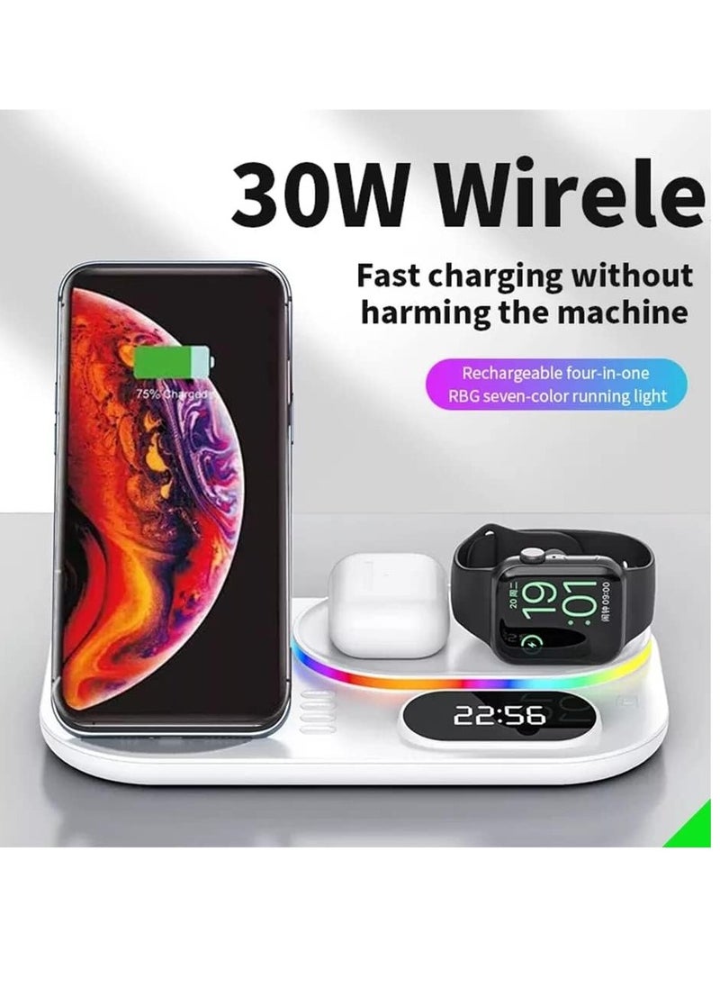 Beauenty - Wireless Charging Station 4-in-1 For Apple Watch, AirPods, iPhone, Digital Clock, Nightstand Mode for iWatch All Series, iPhone 13/12/11/ Pro Max, Samsung All Supportive models - Image 1