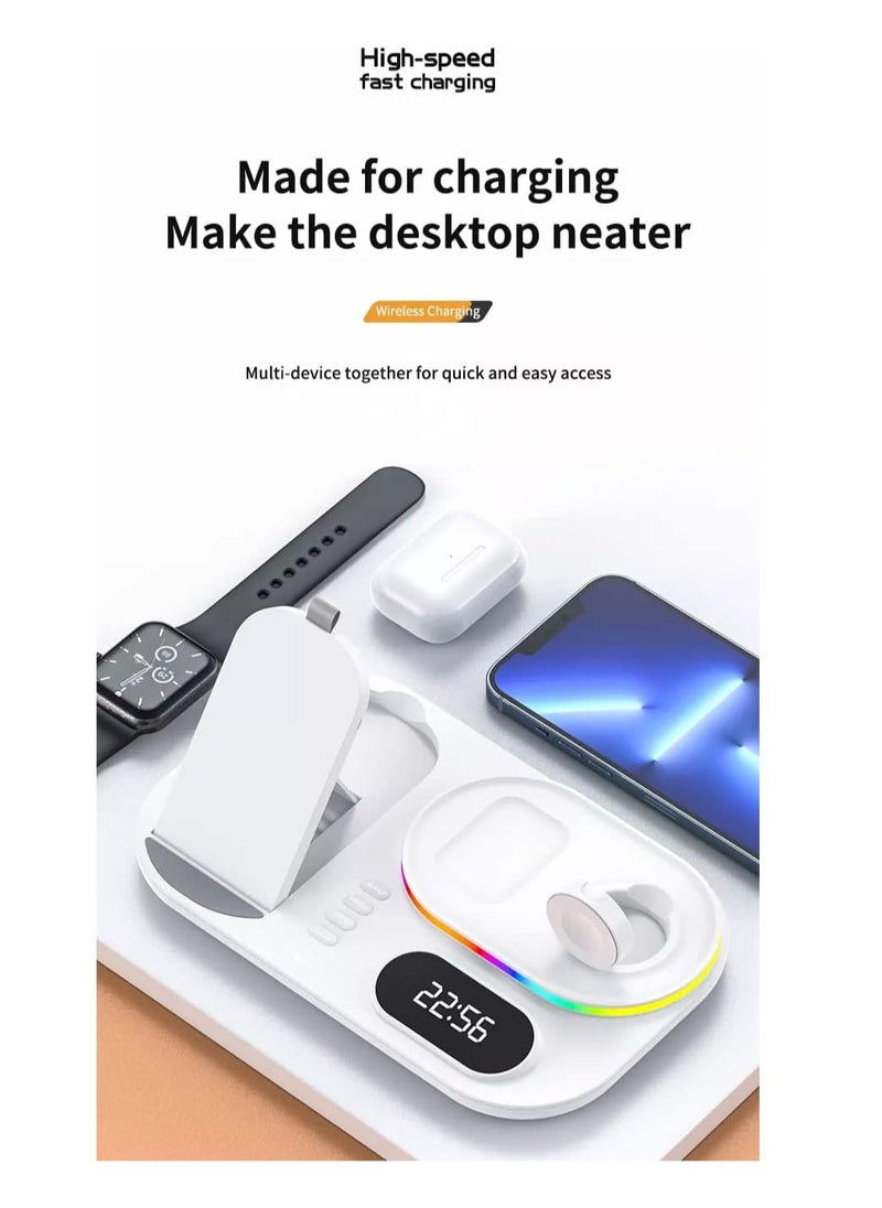 Beauenty - Wireless Charging Station 4-in-1 For Apple Watch, AirPods, iPhone, Digital Clock, Nightstand Mode for iWatch All Series, iPhone 13/12/11/ Pro Max, Samsung All Supportive models - Image 1