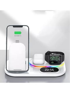 Wireless Charging Station 4-in-1 For Apple Watch, AirPods, iPhone, Digital Clock, Nightstand Mode for iWatch All Series, iPhone 13/12/11/ Pro Max, Samsung All Supportive models