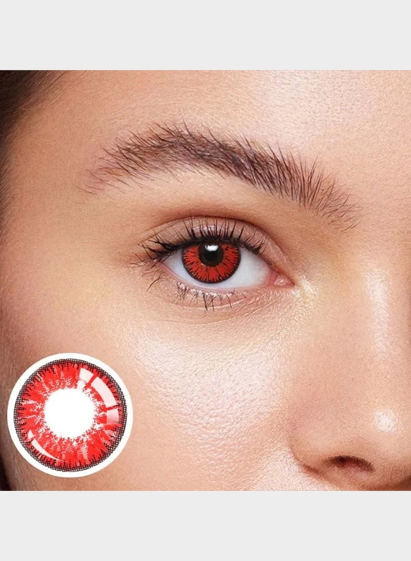 Mystery Red Jujutsu Kaisen Ryomen Sukuna Yearly Colored Contact Lenses, Unisex Cosmetic Cosplay Contact Lenses, Enlargement Collection, Red, With Case