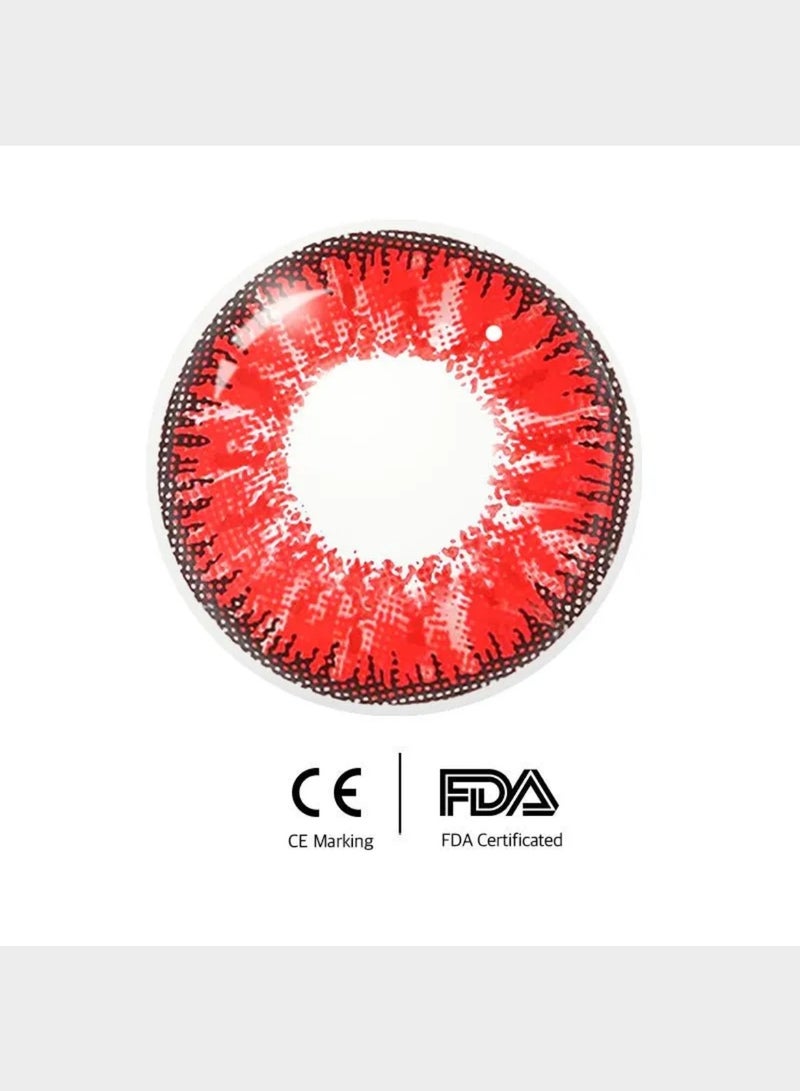 Mystery Red Jujutsu Kaisen Ryomen Sukuna Yearly Colored Contact Lenses, Unisex Cosmetic Cosplay Contact Lenses, Enlargement Collection, Red, With Case