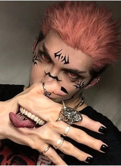 Unibling Mystery Red Jujutsu Kaisen Ryomen Sukuna Yearly Colored Contact Lenses, Unisex Cosmetic Cosplay Contact Lenses, Enlargement Collection, Red, With Case  - Image 2