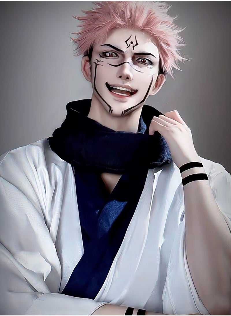 Unibling Mystery Red Jujutsu Kaisen Ryomen Sukuna Yearly Colored Contact Lenses, Unisex Cosmetic Cosplay Contact Lenses, Enlargement Collection, Red, With Case  - Image 3