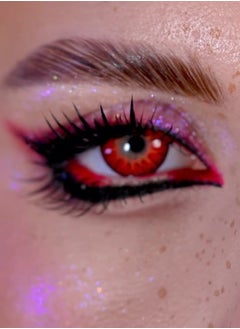 Unibling Mystery Red Jujutsu Kaisen Ryomen Sukuna Yearly Colored Contact Lenses, Unisex Cosmetic Cosplay Contact Lenses, Enlargement Collection, Red, With Case  - Image 4