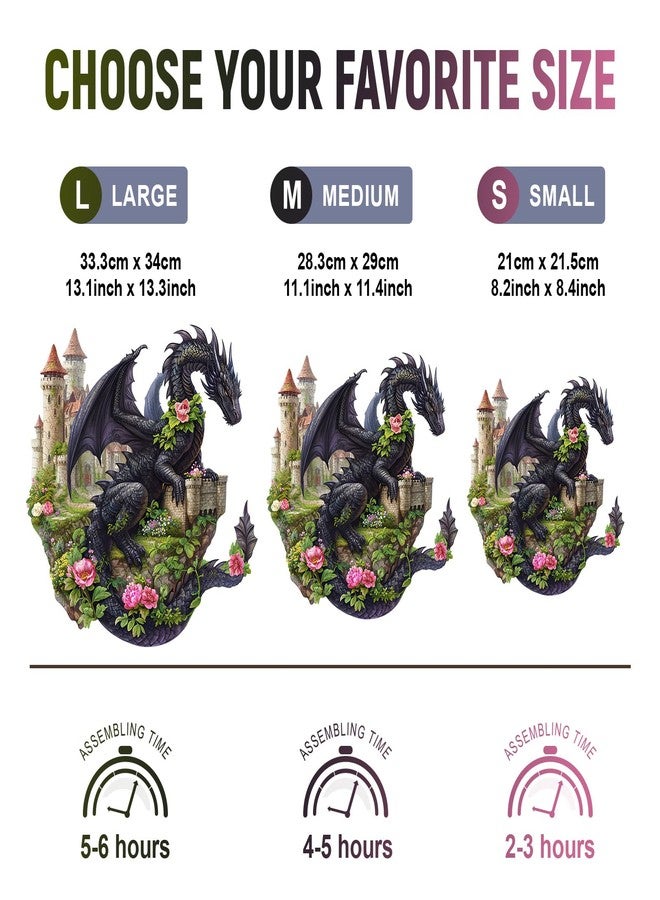 Purdicra Wooden Puzzles for Adults - Dragon on Castle Wooden Jigsaw Puzzle, Unique Animal Shaped Wood Puzzles Adult, Christmas Birthday Gifts for Friends/Family, Home Decor 11.1 * 11.4in 183pcs - Image 3