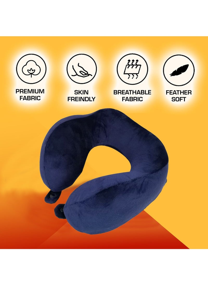 MOB - Memory Foam Travel Pillow Car/Bus Neck Pillow Contoured Travel Sleeping Pillow With Lock Button - MOB - Image 1