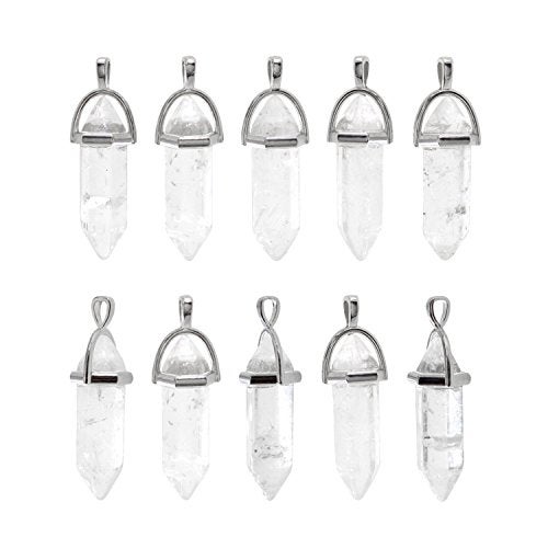 ALEXCRAFT Wholesale 10 PCS Clear Quartz Crystal Stone Point Healing Reiki Chakra Pendants for Jewelry Making - Image 1