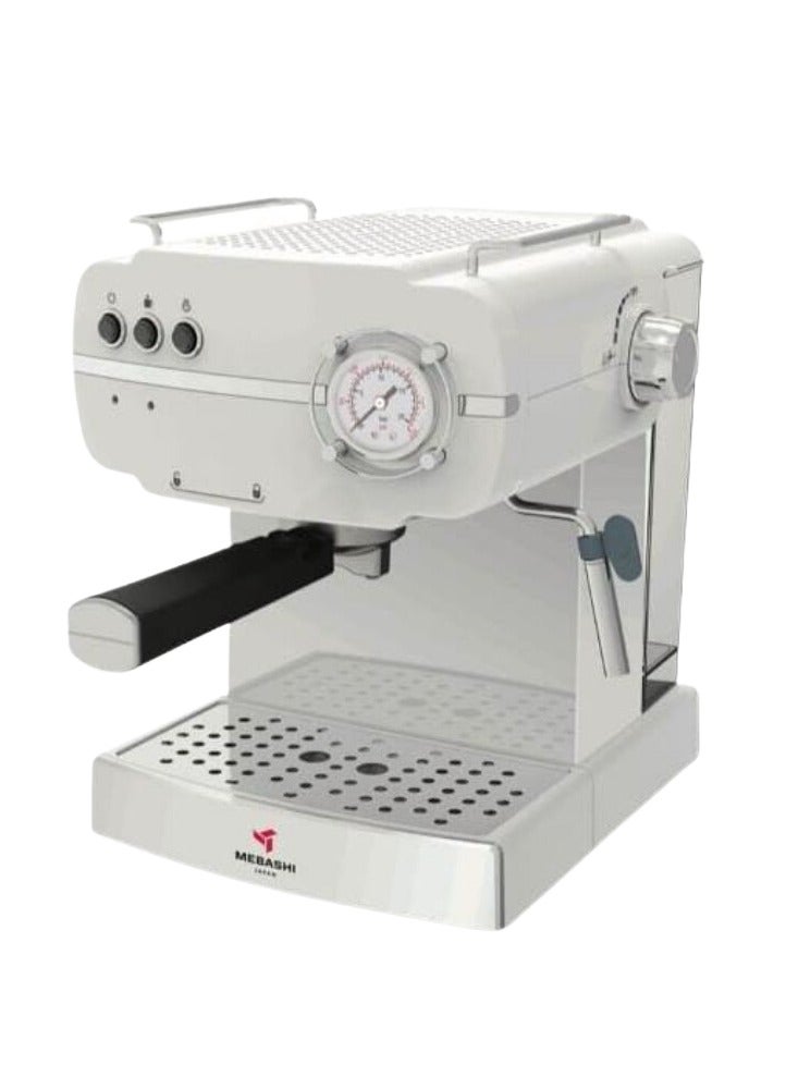MEBASHI ME-ECM2036 Espresso Coffee Machine - 1.5L, 20 Bar, with Pressure Meter and Safety Valve (White) - Image 1