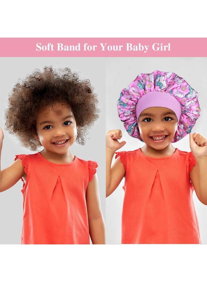 Heniho 3Pcs Satin Bonnets For Kids Sleeping Cute Hair Bonnet With Scrunchies For Girls Curly Hair A - Image 4