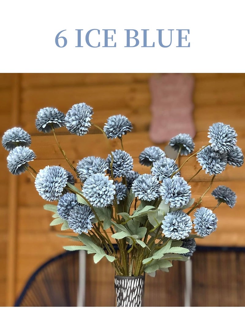 6 Artificial Chrysanthemum Stems Flowers, Faux Dandelions Floral Foam Large Flower Bouquet Bunches Arrangements for Home Decor 52CM