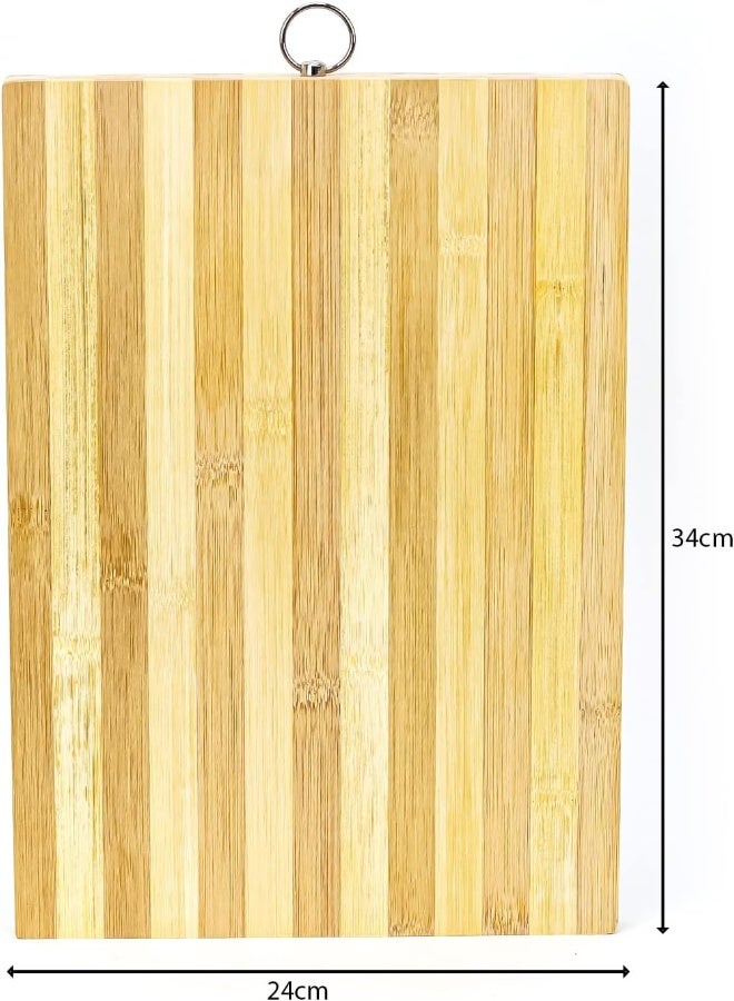 AKDC Bamboo Chopping Board With Hanging Loop Rectangular Handcrafted Wooden Kitchen Serving Board/Cutting Board, Chopping Board For Cheese, Vegetables And Fruits Strong And Durable Wood Made (M - 24X34 Cm) - Image 3