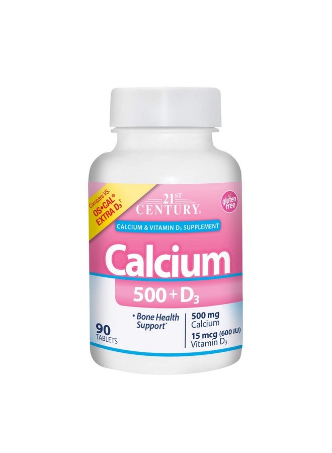 21st Century Calcium Plus Extra D Caplets, 500 mg, 90 Count, Pack of 1 - Image 1