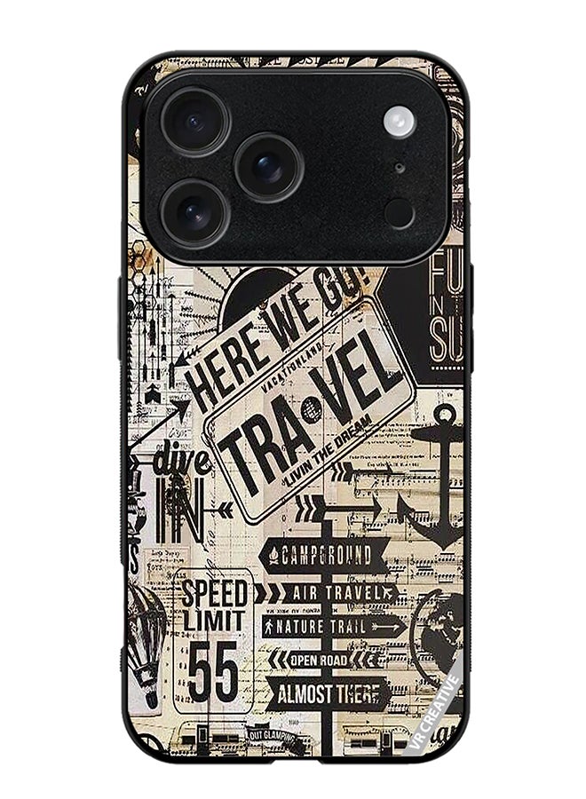 VR CREATIVE Protective Case Cover For Apple iPhone 17 Pro Max Here We Go Travel Design Multicolour