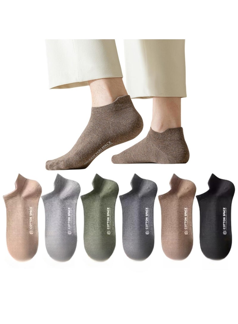 Captaintech Socks, 6 Pairs Men's Athletic Ankle Socks for Men 5-10 Low Cut Non Slip Solid Heel Tab Cotton Socks, Breathable Casual Wicking Summer Anti-blister (Size: 35-44) - Image 1
