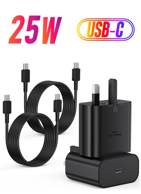 2 Pack 25W Fast Charger with Cable 1.8M, Power Adapter For Samsung Galaxy S23 Ultra 5G/S22 Ultra 5G/S21 Ultra 5G/S20 Ultra 5G, Galaxy A53 5G/A52 5G