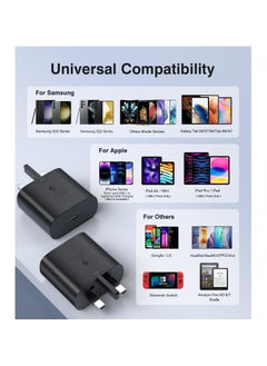 Anmi 2 Pack 25W Fast Charger with Cable 1.8M, Power Adapter For Samsung Galaxy S23 Ultra 5G/S22 Ultra 5G/S21 Ultra 5G/S20 Ultra 5G, Galaxy A53 5G/A52 5G  - Image 2