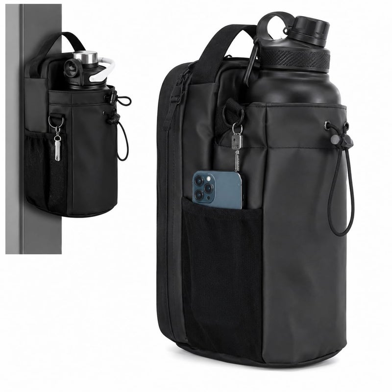 Magnetic Water Bottle Bag for Gym - Waterproof Sports Water Bottle Holder with Phone and Key Pockets - Magnetic Personal Items Organizer Bag for Workout, Fitness, Commuting - Image 1