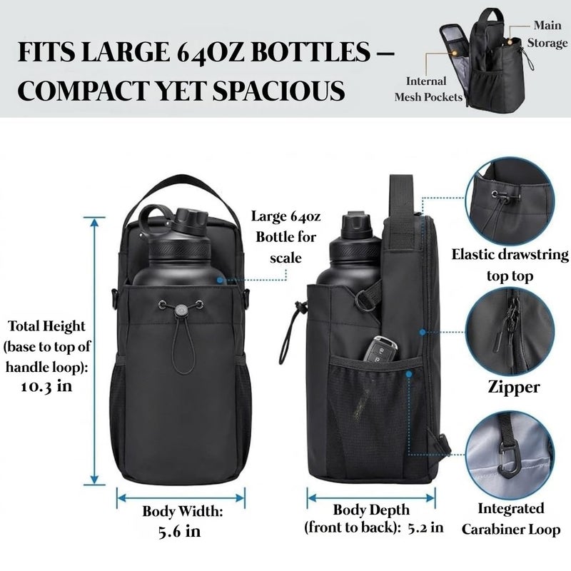 Magnetic Water Bottle Bag for Gym - Waterproof Sports Water Bottle Holder with Phone and Key Pockets - Magnetic Personal Items Organizer Bag for Workout, Fitness, Commuting - Image 2
