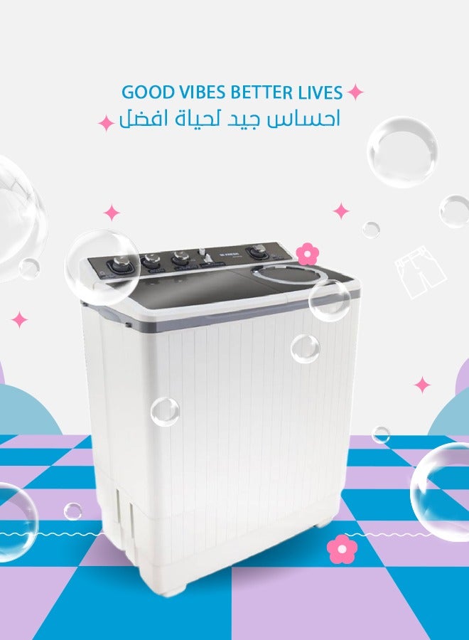 فريش غسالة ملابس حوضين - تعبئة علوية - 10 كجم - أبيض - FRW-12500 - Image 3