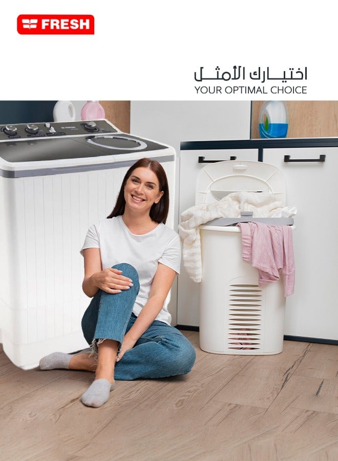 فريش غسالة ملابس حوضين - تعبئة علوية - 10 كجم - أبيض - FRW-12500 - Image 4