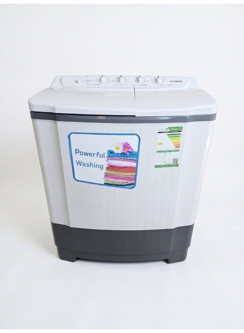 فريش غسالة ملابس حوضين - تعبئة علوية - 10 كجم - أبيض - FRW-12500S - Image 2