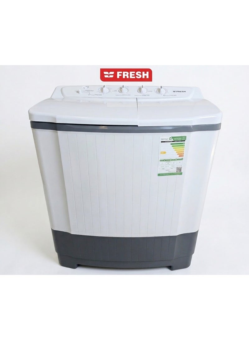 فريش غسالة ملابس حوضين - تعبئة علوية - 10 كجم - أبيض - FRW-12500S - Image 1