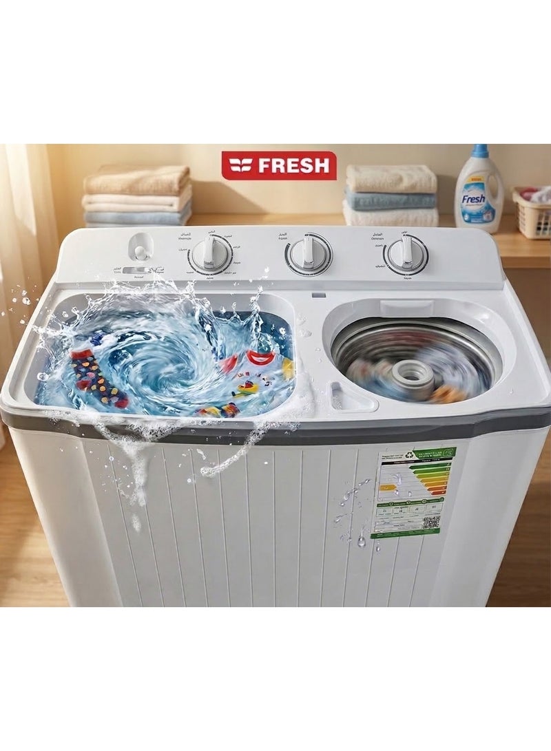 فريش غسالة ملابس حوضين - تعبئة علوية - 10 كجم - أبيض - FRW-12500S - Image 3