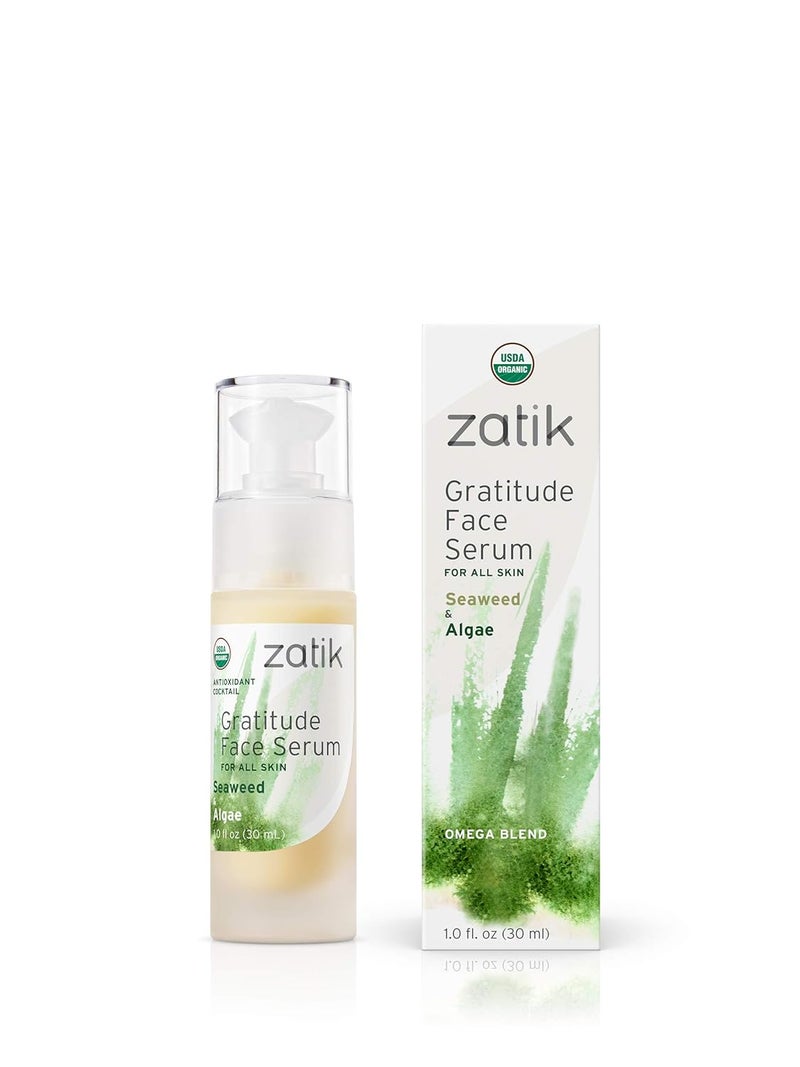 Zatik Naturals  Gratitude Face Serum with Seaweed and Algae USDA OrganicVegan Non GMO Gluten Free Soy Free Alcohol Free pH Balanced Biodegradable 10 fl oz 30ml