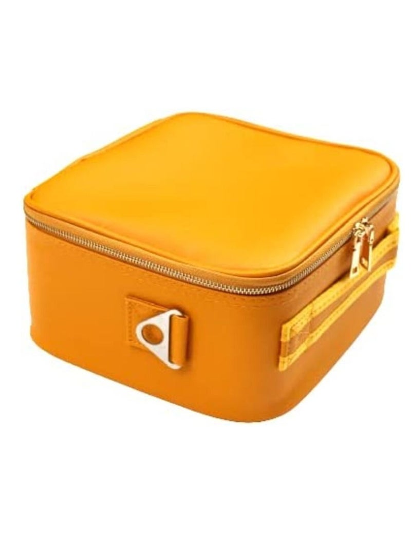 Portable Travel Cosmetic Bag with Storage Space Organizer with Adjustable Dividers for Makeup Brushes Jewelry Accessories - Yellow - Image 1