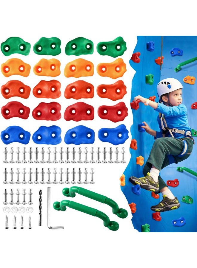 OSPNIEEK 20 PCS Rock Climbing Holds for Kids, Adult Rock Wall Climbing Kit with Handles and Mounting Hardware, Multi-Colored Climbing Wall Grips for Indoor and Outdoor Playground Accessories Play Set - Image 1