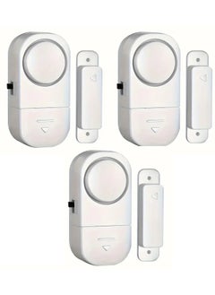 die cast 3 Compact Wireless Alarm Systems (Each System Consists of 2 Pieces); Anti-Theft Alarm with Instant Sound Alert; Easy Installation, Battery-Powered, Suitable for Doors, Windows, and Offices, 6 × 3 cm, White  - Image 1