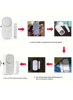 die cast 3 Compact Wireless Alarm Systems (Each System Consists of 2 Pieces); Anti-Theft Alarm with Instant Sound Alert; Easy Installation, Battery-Powered, Suitable for Doors, Windows, and Offices, 6 × 3 cm, White  - Image 2