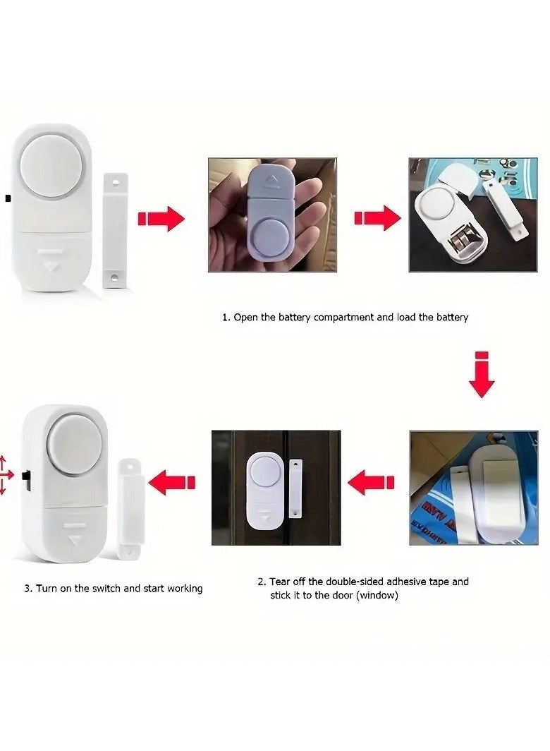 داي كاست 3 أجهزة إنذار لاسلكية صغيرة (كل جهاز مكون من قطعتين)؛ إنذار ضد السرقة بتنبيه صوتي فوري؛ سهل التثبيت ويعمل بالبطاريات، مناسب للأبواب والنوافذ والمكاتب بحجم 6 × 3 سم، لون أبيض - Image 2