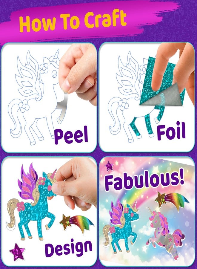 stargo 2 Pack - Foil Art Kit for Kids, Fun Craft Set with Stickers & Foil Sheets - Creative Arts & Crafts Activities for Gifts, Birthday Party, Girls, Boys Ages 4-8, 4-6, 5 6 7 8 - Image 2