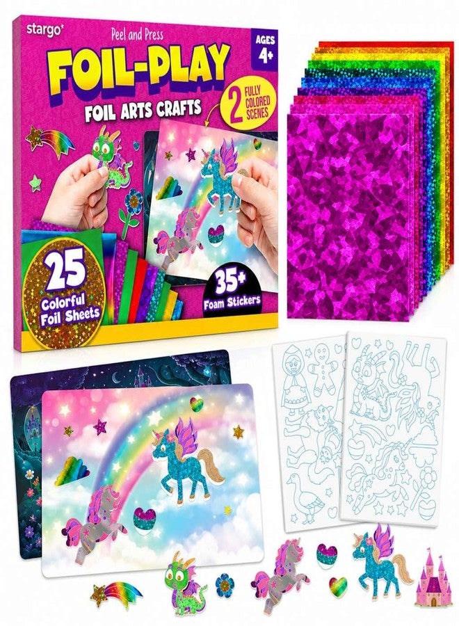 stargo 2 Pack - Foil Art Kit for Kids, Fun Craft Set with Stickers & Foil Sheets - Creative Arts & Crafts Activities for Gifts, Birthday Party, Girls, Boys Ages 4-8, 4-6, 5 6 7 8 - Image 1
