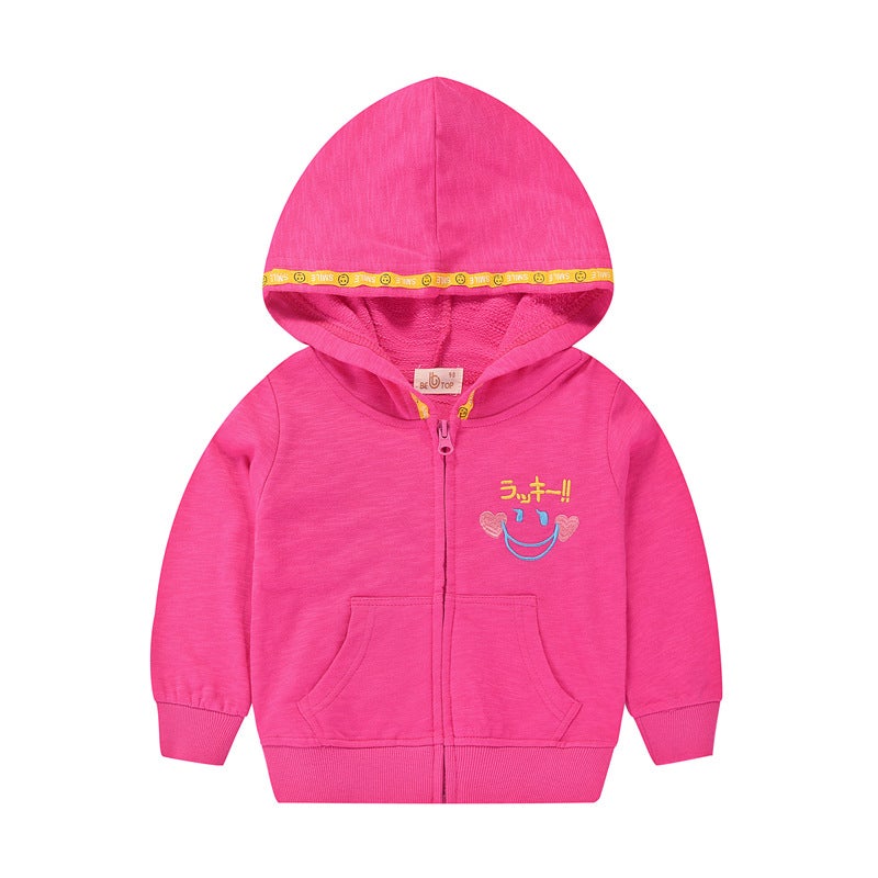 Kids Fashion Trendy Printed Hoodies wt5006 Rose Red 