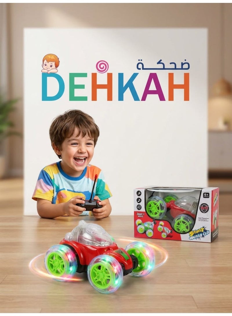 ضحكة  سيارة ريموت كنترول ضحكة بهلوانية دوارة 360 درجة مع أضواء LED ملونة وموسيقى – سيارة لعبة تحكم عن بعد للأطفال - Image 4