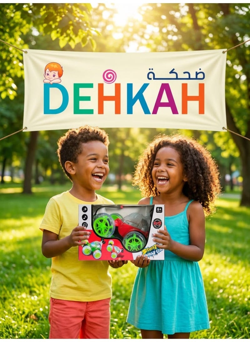 ضحكة  سيارة ريموت كنترول ضحكة بهلوانية دوارة 360 درجة مع أضواء LED ملونة وموسيقى – سيارة لعبة تحكم عن بعد للأطفال - Image 3