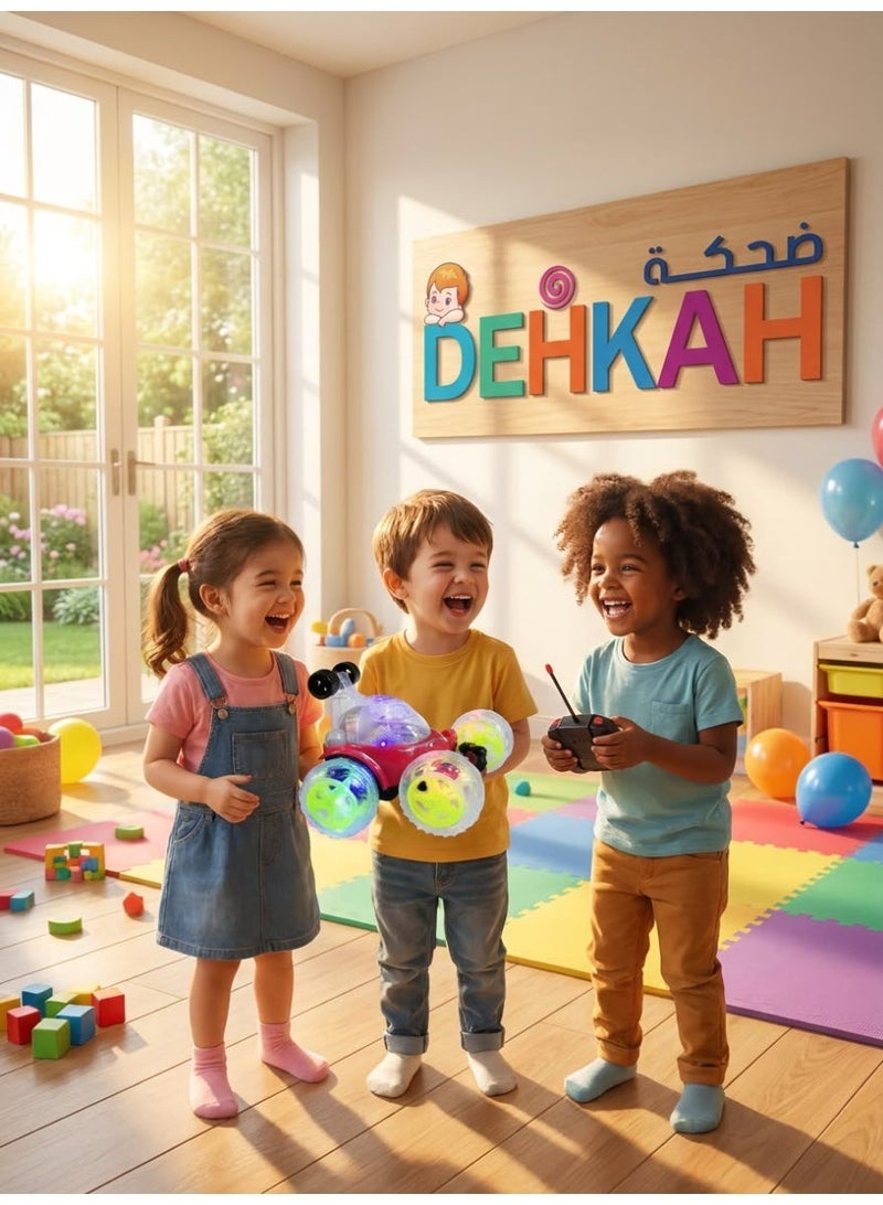 ضحكة  سيارة ريموت كنترول ضحكة بهلوانية دوارة 360 درجة مع أضواء LED ملونة وموسيقى – سيارة لعبة تحكم عن بعد للأطفال - Image 2