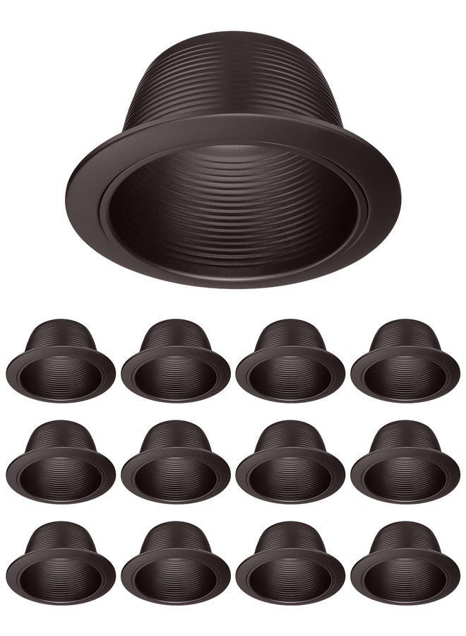 TORCHSTAR 12-Pack 6 Inch Recessed Light Trim, Step Baffle with Detachable Ring, Full Metal, Fit Halo/Juno Remodel Recessed Housing, Oil Rubbed Bronze - Image 1