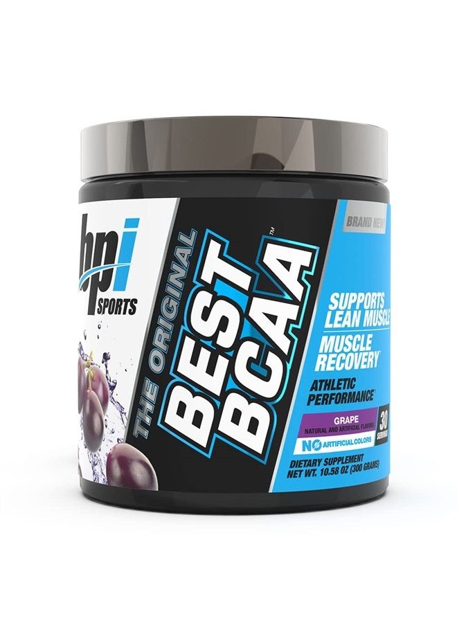 BPI SPORTS Best BCAA - The Building Blocks of Protein and Muscle - Post-Workout Recovery - Supports Metabolism - Omega 6 - Grape, 30 Servings, 300 g - Image 1