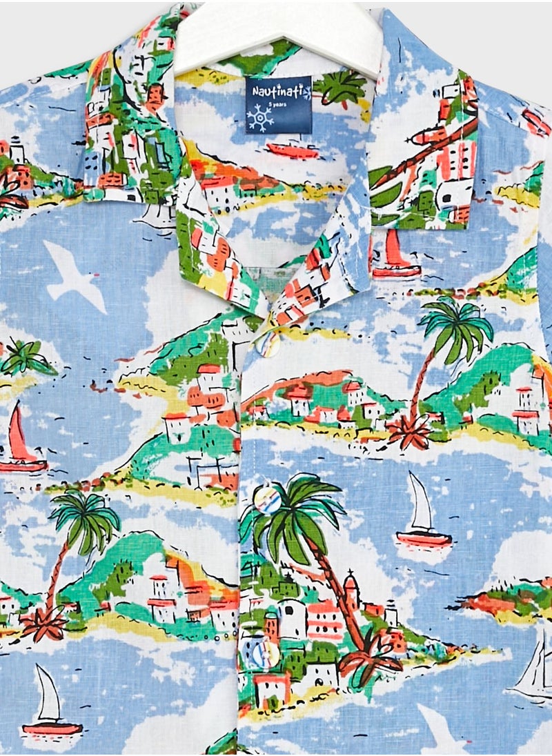 Nautinati - Nauti Nati Boys Standard Tropical Printed Pure Cotton Shirt - Image 1