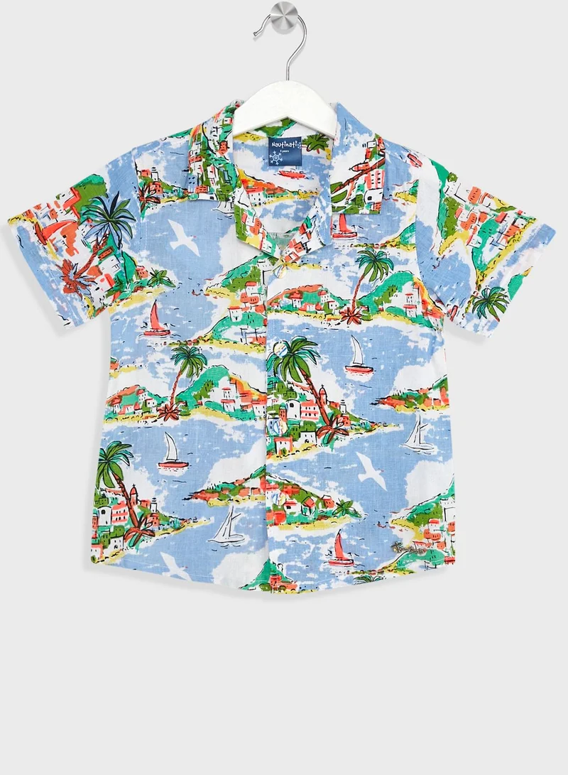 Nautinati Nauti Nati Boys Standard Tropical Printed Pure Cotton Shirt